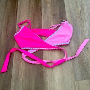 Hot Pink/ Light Pink Cross Tie Swim Top